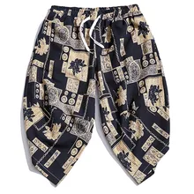 Мужские брюки новые летние повседневные Модные мужские повседневные облегающие спортивные брюки льняные брюки длиной до середины икры мешковатые шаровары 5#7