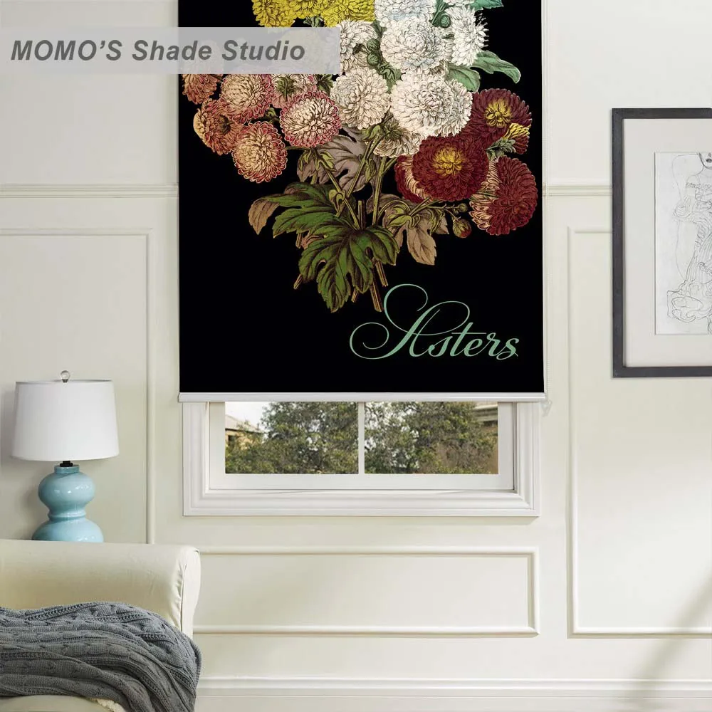 

MOMO Painting Window Curtains Roller Shades Blinds Thermal Insulated Blackout Fabric Custom Size,PRB set387-390