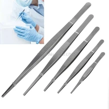 5 Sizes Toothed Tweezers Barbecue Stainless Steel Long Food Tongs Straight Home Medical Tweezer Garden Kitchen BBQ Tool DEC07