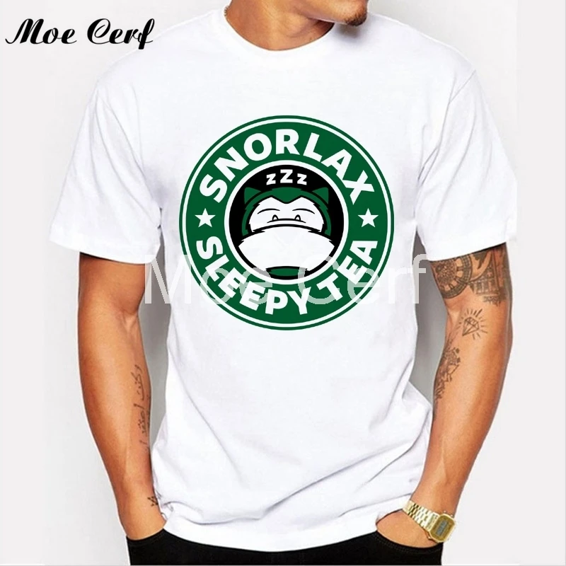 Мужская футболка с надписью Snorlax sleep tea креативная изображением аниме покемоном