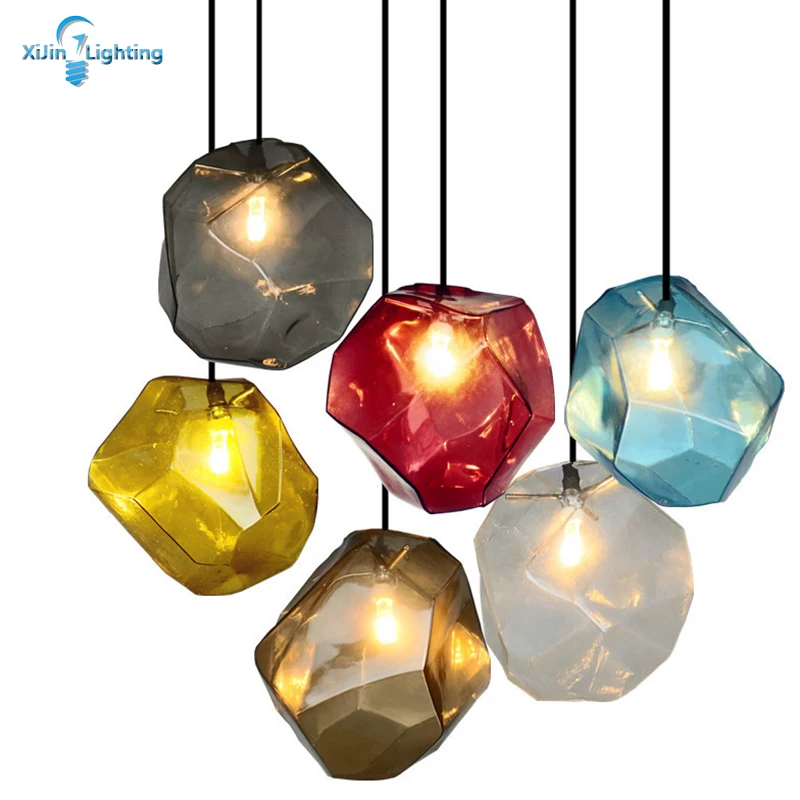 

Modern Stone Glass Pendant Light G9 LED Lamp Restaurant Dining Room Bar Cafe Shop Lighting Fixture Colorful Glass Pendant Lights