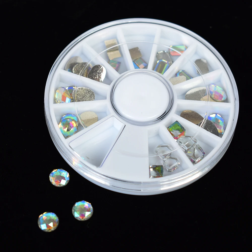 

36PCS/Box 3D Design Vogue Nail Art Manicure Wheel Decoration Glitter Rhinestones