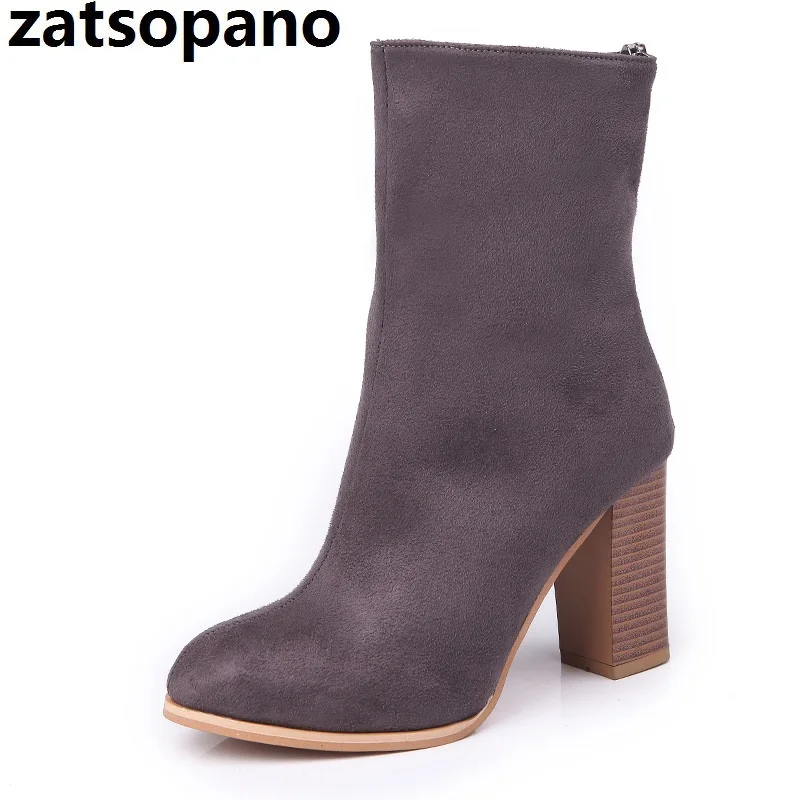 

Brand Large Plus Women's Boots Round Toe Elastic Ankle Boots Thick Heel High Heels Shoes Woman Female Socks Boots 2019 Autumn