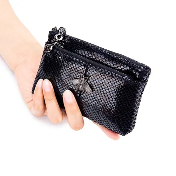 

Genuine Leather Women Wallets Ladies Small Purse Female Double Zipper Short Wallet For Coins Thin Mini Solid Purses Coin Pocket