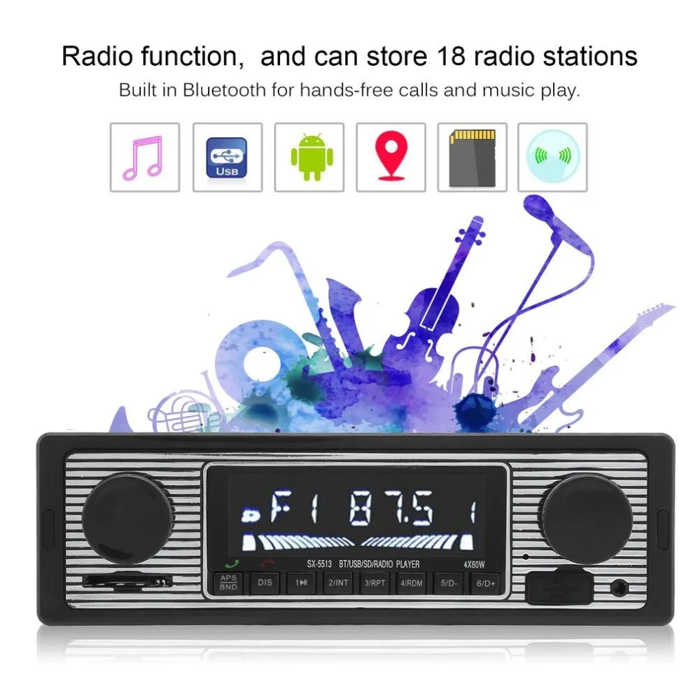 SX-5513 Bluetooth Stereo Car Radio Classical Style Vehicle MP3 Player Automobile Media Player Portable Car Accessories UK Plug SX-5513 Bluetooth Stereo Car Radio Classical Style Vehicle MP3 Player Automobile Media Player Portable Car Accessories UK Plug