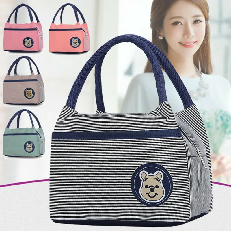 Women Men Cooler Insulated Stripe Picnic Lunch Bag Portable Box for Thermal Food | Дом и сад