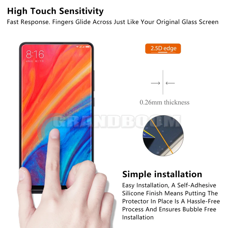 1000 шт закаленное стекло 9H защита для Xiaomi Note Mix Max 3 F1 Play Go Защитная пленка с акриловой коробкой