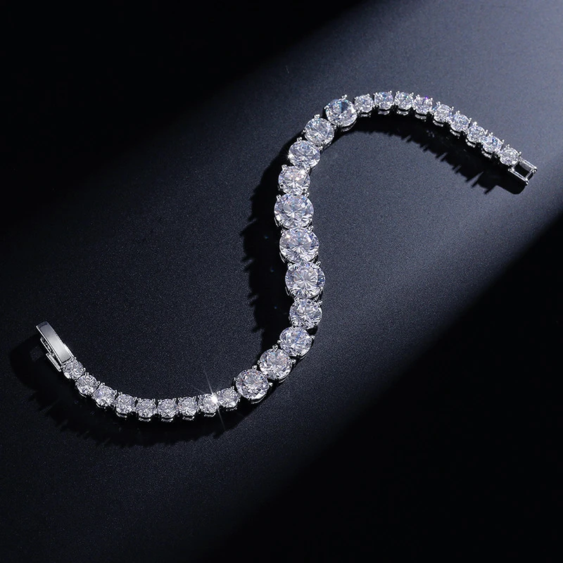 White gold silver color big and small diamond bracelets (4)