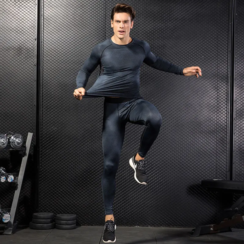 2018 Fitness Tight Gyms Suit Men Long Sleeve Shirt +Pant Men's Runnings Set Compression Clothing Quick Dry Men's Sportswear 2018 Fitness Tight Gyms Suit Men Long Sleeve Shirt +Pant Men's Runnings Set Compression Clothing Quick Dry Men's Sportswear