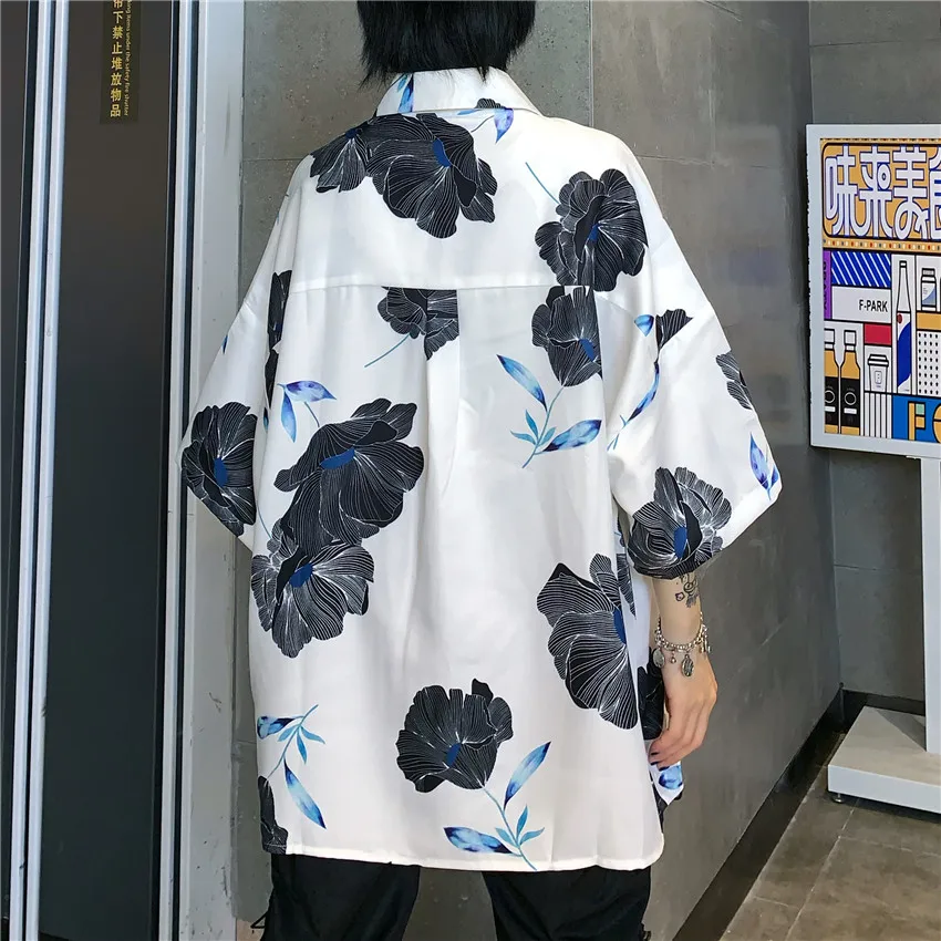 Neploe Harajuku блузка с цветочным принтом женская и Мужская Повседневная рубашка