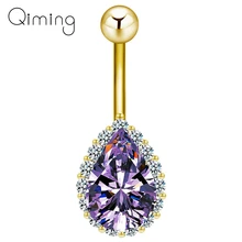 Летний подарок кристалл капли воды Циркон пирсинг болтаются пупка штанги кольца сексуальные пляжные Украшения для тела для женщин