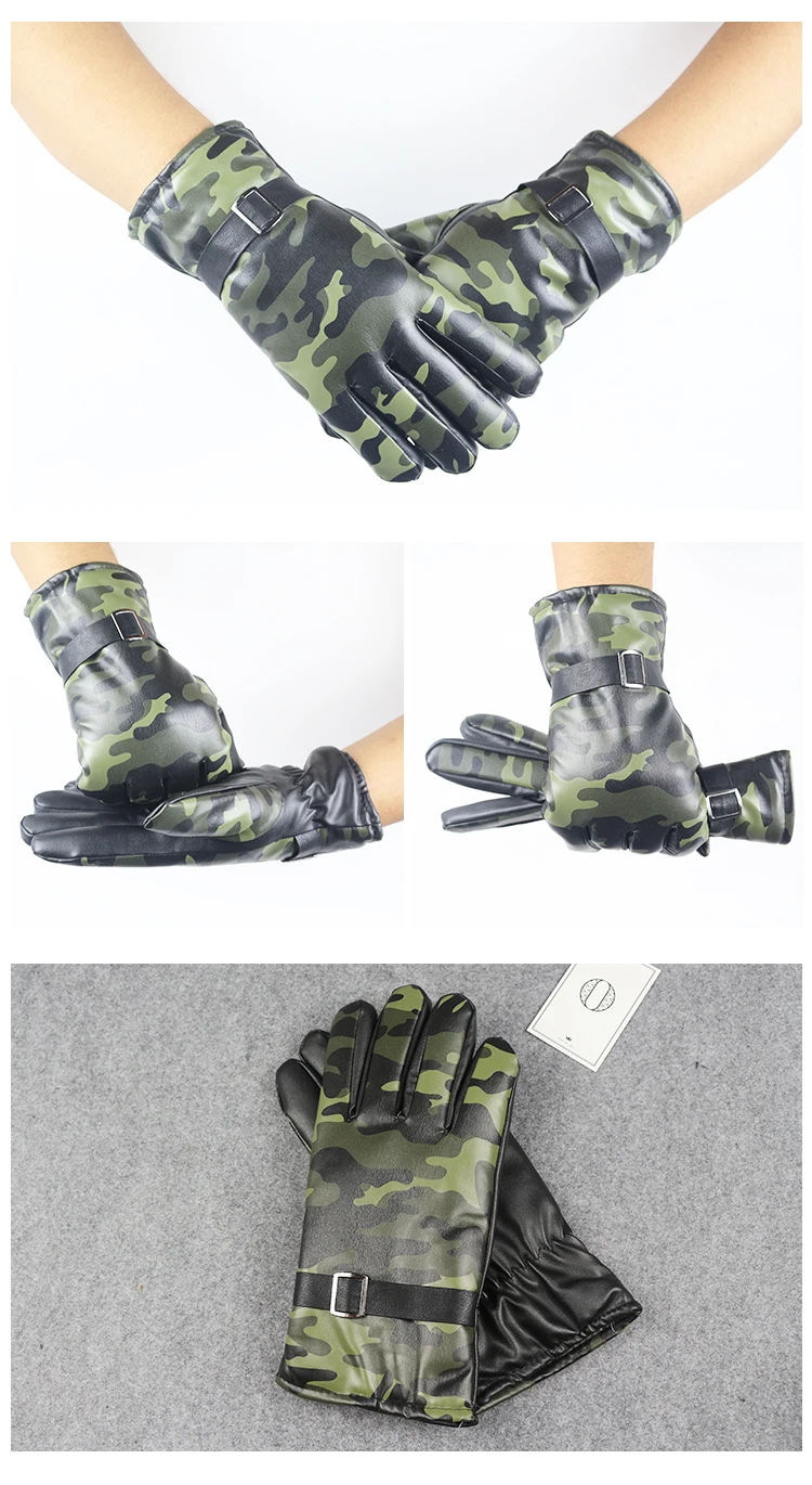 LongKeeper 2019 плюс бархат Сенсорный экран перчатки Для мужчин камуфляж искусственная кожа зима-осень Guantes Открытый Спорт варежки G348