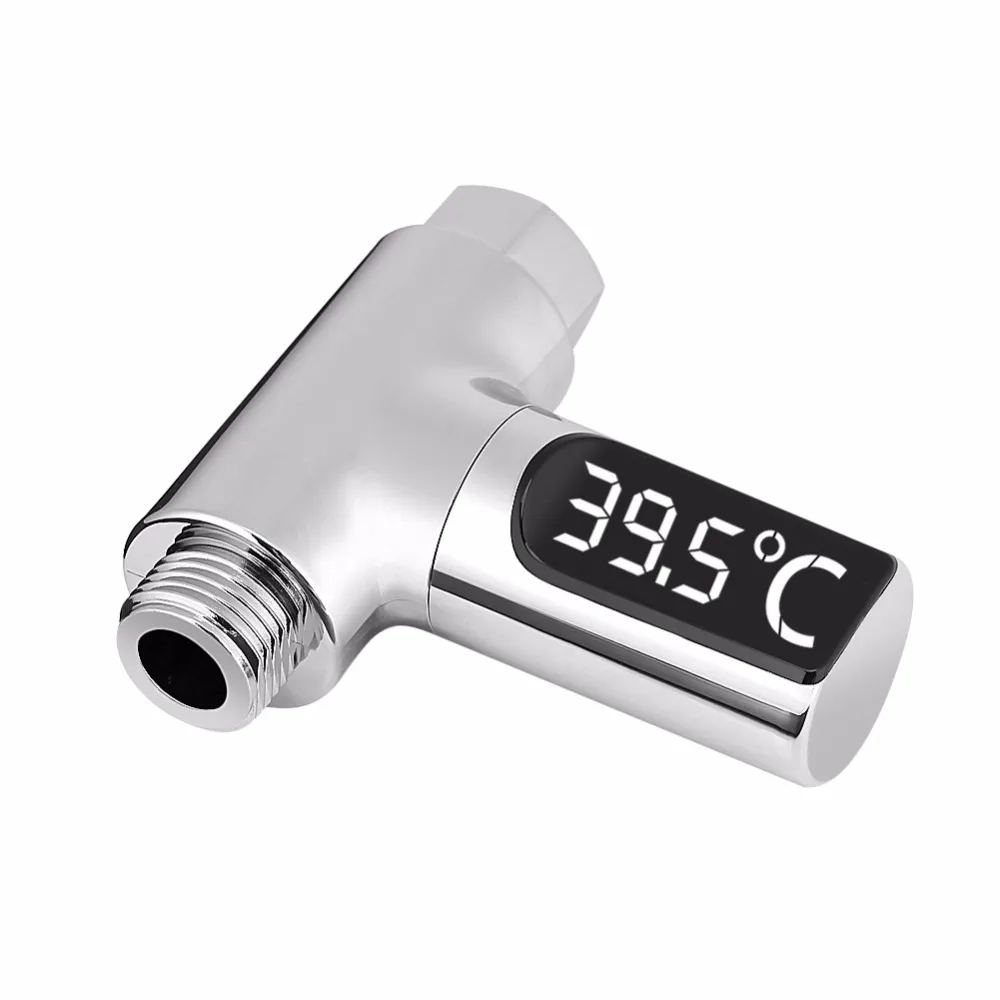 

Shower Water Thermometer LED Display Temperture Monitor Home Flow Water Meter Bathroom Showering Monitor Kitchen for Baby Care