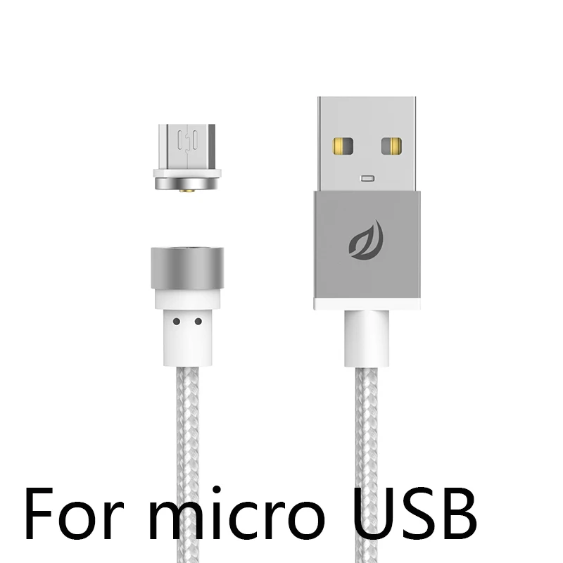 WSKEN Круглый Магнитный кабель, USB C type C Micro USB кабель магнитное зарядное устройство кабели для мобильных телефонов для iPhone 7 8 X USB кабель - Цвет: for micro USB white