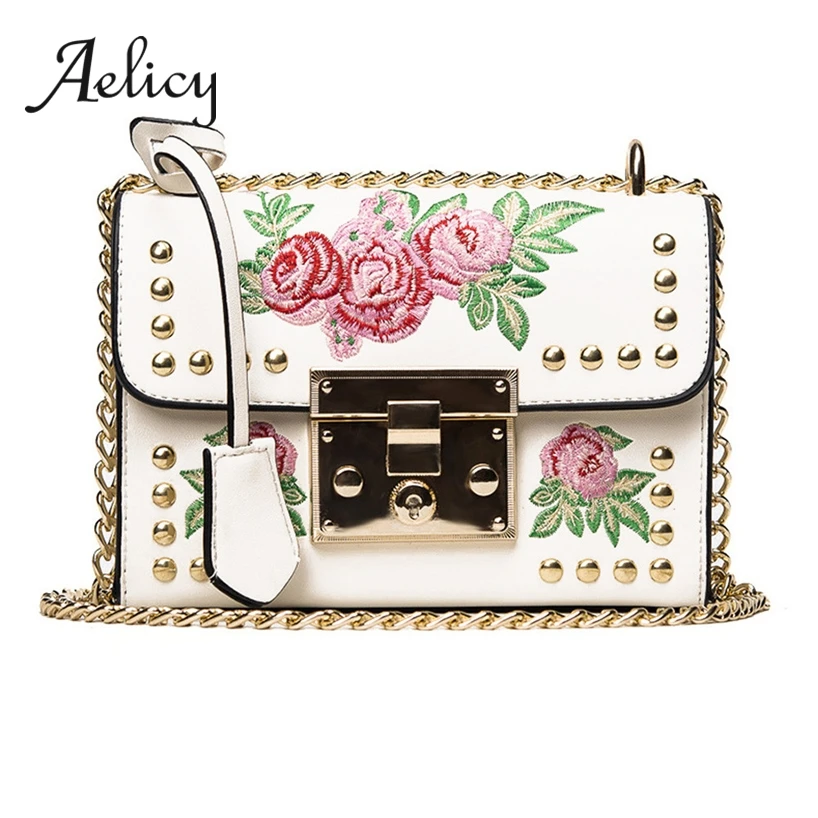 

Aelicy Women Fashion Rose Printed Handbag Female PU Leather Waterproof Crossbody Messenger Bag Small Square Hasp Shoulder Bag
