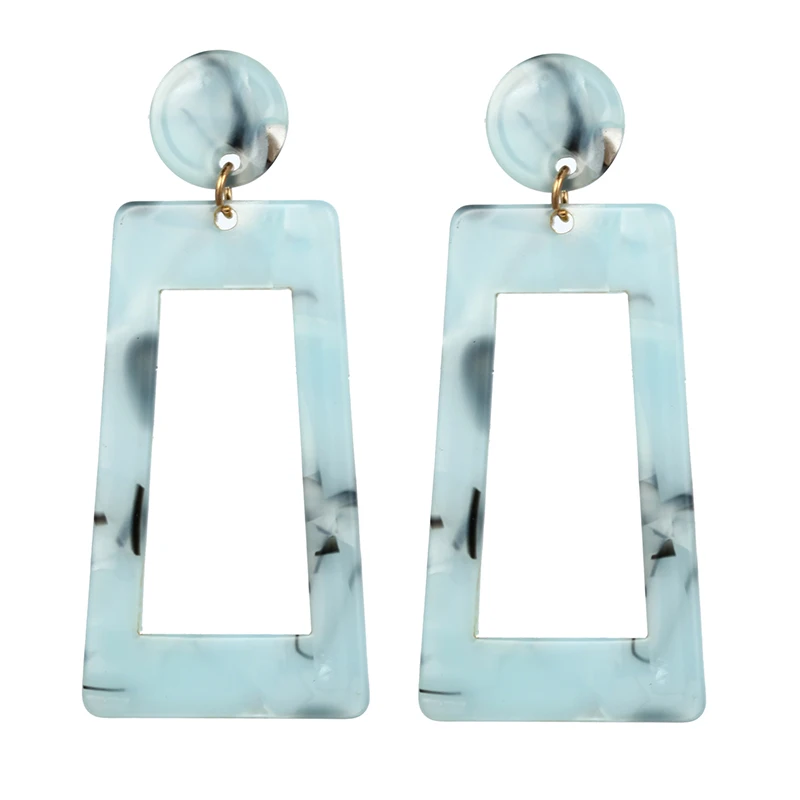 ez253a Women's Earrings Fashion Korea Acrylic Leopard Pattern Bohemian Charm Geometric Drop Earrings for Girls Jewelry Gifts New - Окраска металла: ez253a