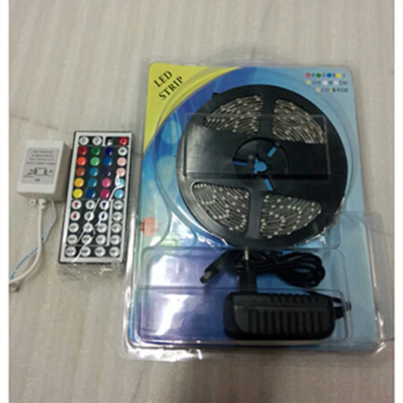 #cheap 12V 3528 5 m waterproof light strip + power adapter RGB Remote Control 60 leds Meter home decoration fita de led