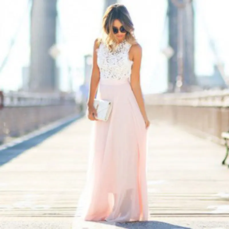 

Brand New Women Boho Long Maxi Dress Sexy Light Beach Lace Dresses Elegant Ladies Summer Sundress Evening Party Vestidos