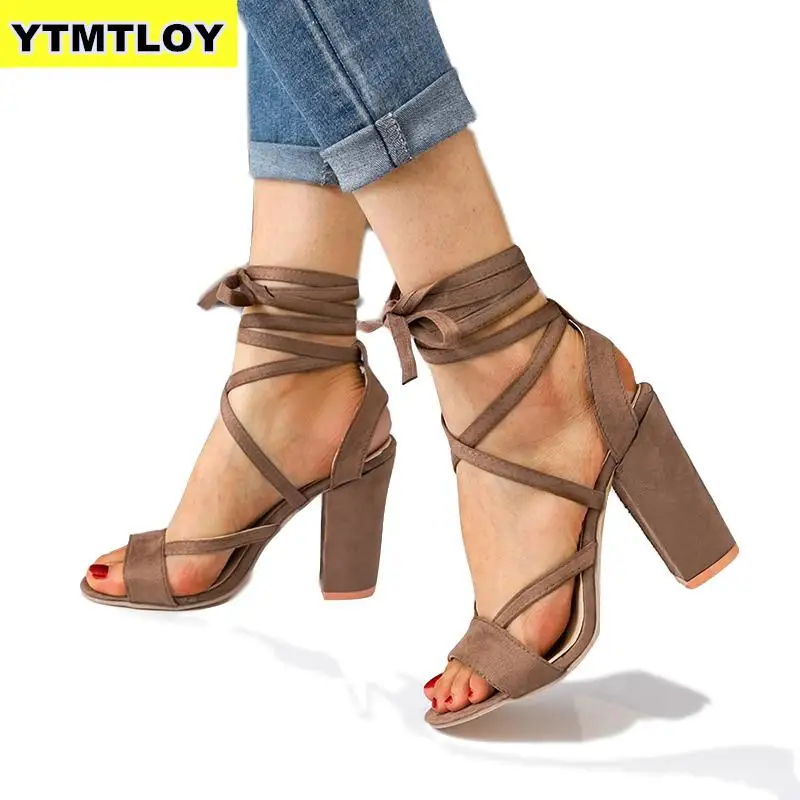 

High Heels Plus Size 34-43 Sexy Women Pumps Wedding Shoes Summer Ladies Female Open Toe Sandals Stiletto Gladiator Cross-tied