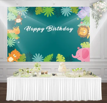 

HUAYI Newborn Birthday Photography Backdrop Jungle Animal Birthday Party Baby Shower Dessert Table decor Photo Background W-1776