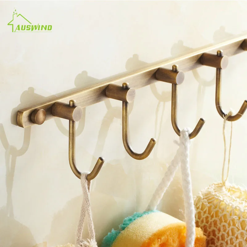 Antique Barss Towel Hooks With 5 Hangers 30 Cm Length Brushed Bathroom