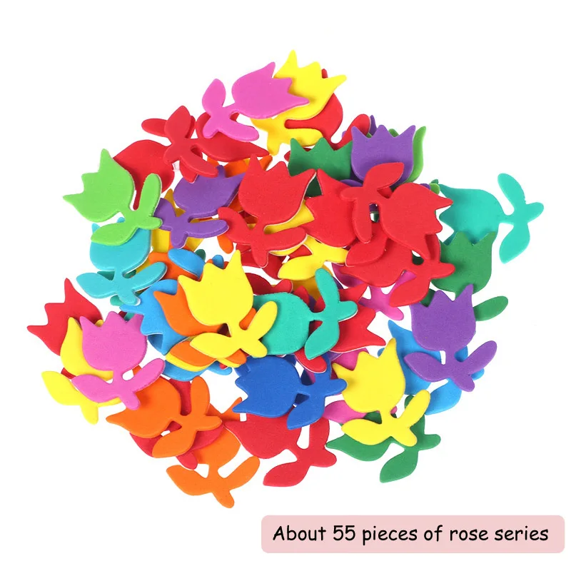 Rose Flower Foam paper ручные изделия «сделай сам» детские игрушки Губка патч самоклеющиеся Разноцветные детские наклейки детский сад - Цвет: Rose Flower