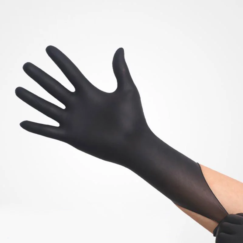 Одноразовые латексные медицинские перчатки 100/25 шт Универсальные рабочие перчатки для чистки пальцев латексные защитные домашние пищевые перчатки для безопасности черные ST04