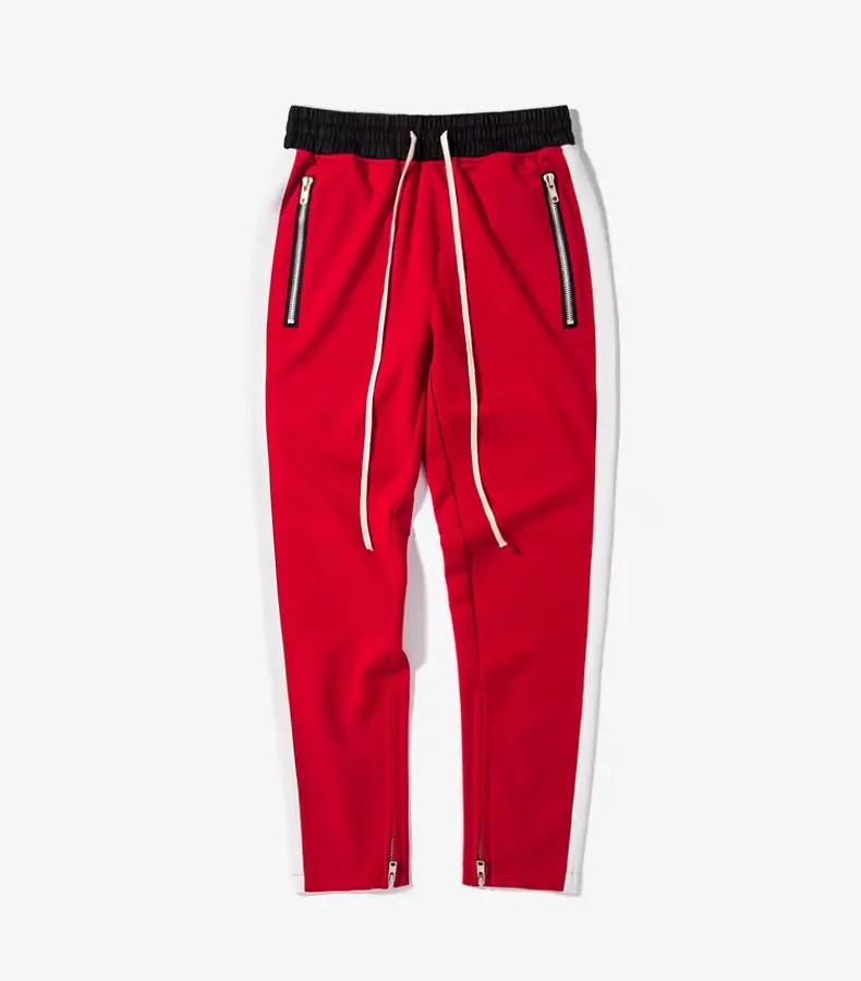 Высокое качество новые осенние мужские спортивные штаны с боковой полосой на молнии, штаны для бега с эластичной талией, винтажные повседневные штаны - Цвет: Красный