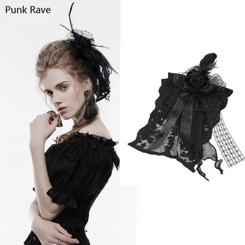 

Punk Rave Lolita Fashion Women Feather Flower Lace Headdress Brooch Accessories WLS050