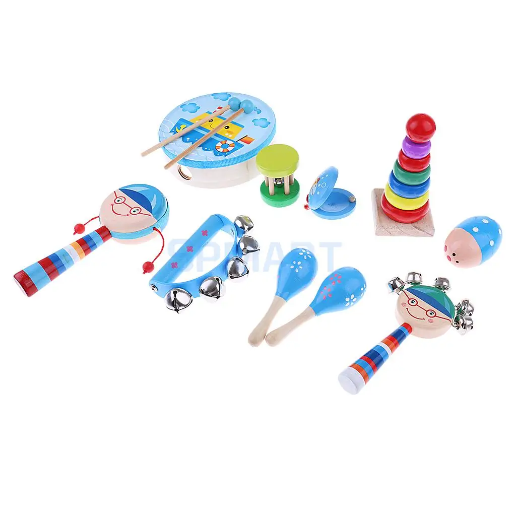 Orff World Percussion Musical Instruments Handbell Tambourine Kit Kids Music Band Rhythm Kit Early Learning Educational Toys