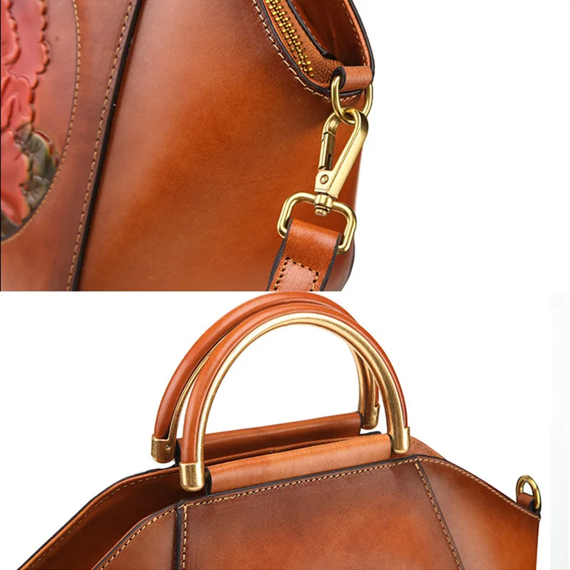 AETOO New leather handbag, head cowhide vintage shell lady shoulder bag, single shoulder oblique cross female bag