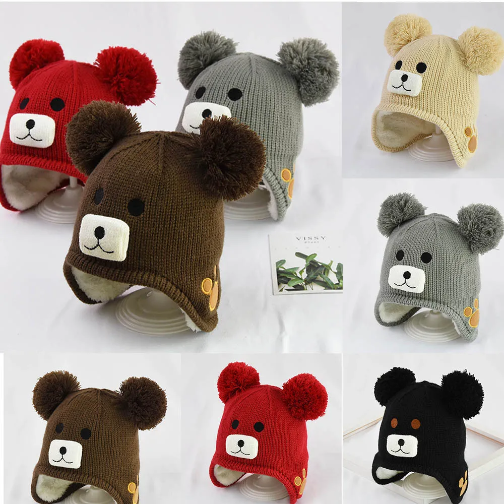 

Winter Warm Baby Baseball Hat Cartoon Bear Baby Caps For Boys Fashion Children Cap Adjustable Newborn Accessories