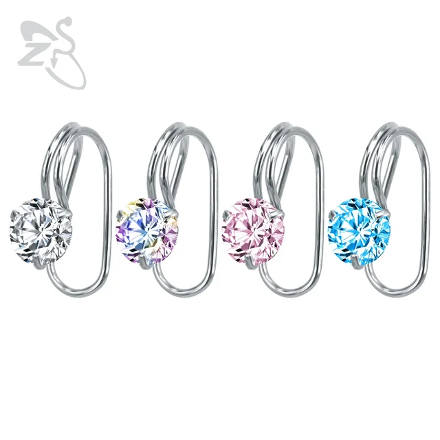 Round Crystal Stud Earrings Ear Cuff Zirconia Earing Stainless Steel Round Crystal Stud Earrings Ear Cuff Zirconia Earing Stainless Steel Clip Earring Without Piercing Women Wrap