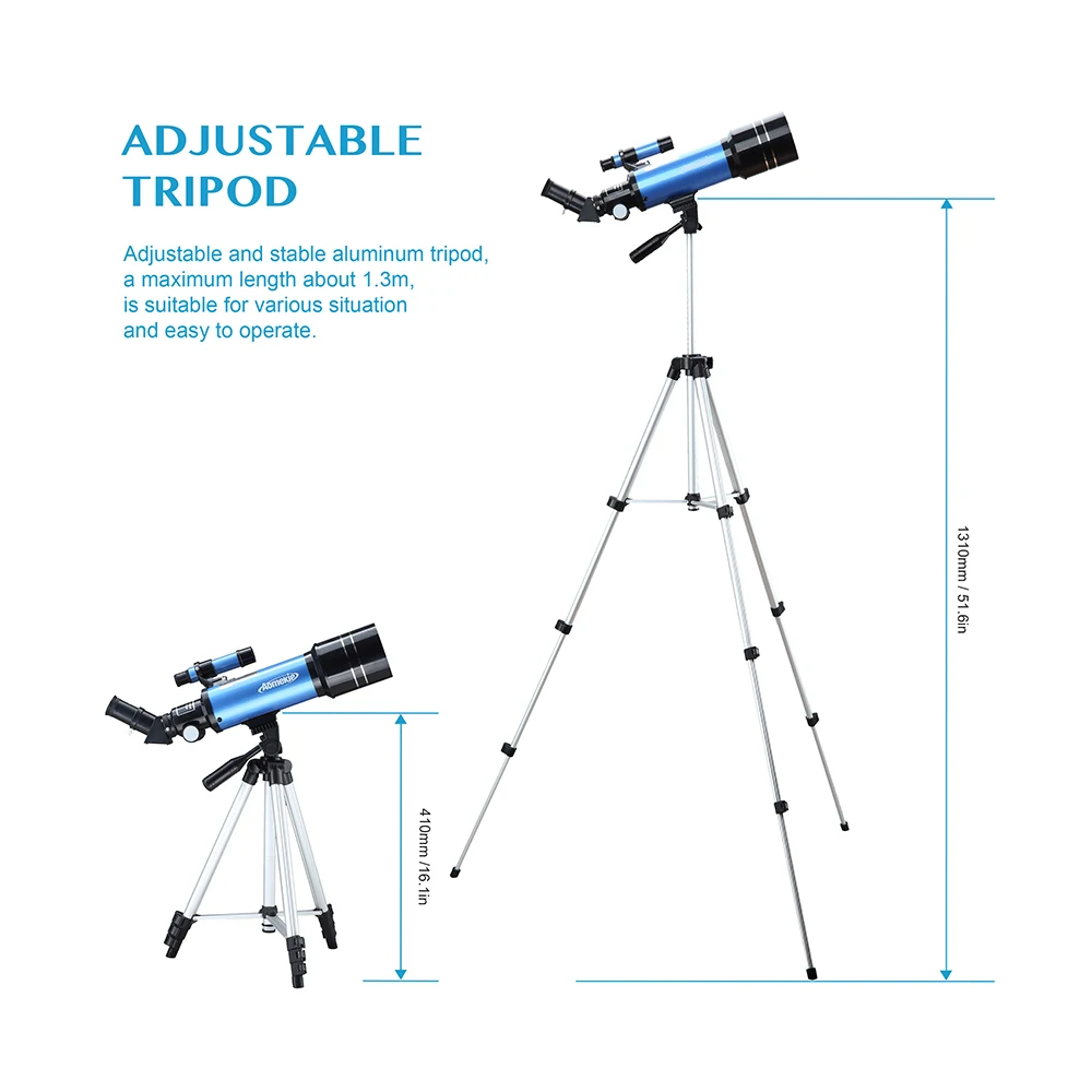  AOMEKIE 70400 Telescope for Beginner with Adjustable Tripod Phone Adapter Erect-Image Moon Watching
