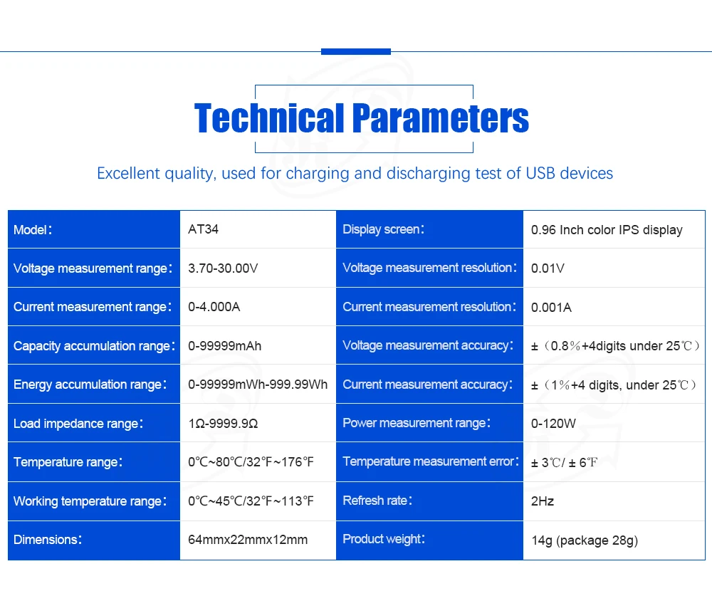 AT34 USB 3,0 цветной ЖК-Вольтметр Амперметр измеритель напряжения тока мультиметр Зарядка батареи банк питания USB Тестер