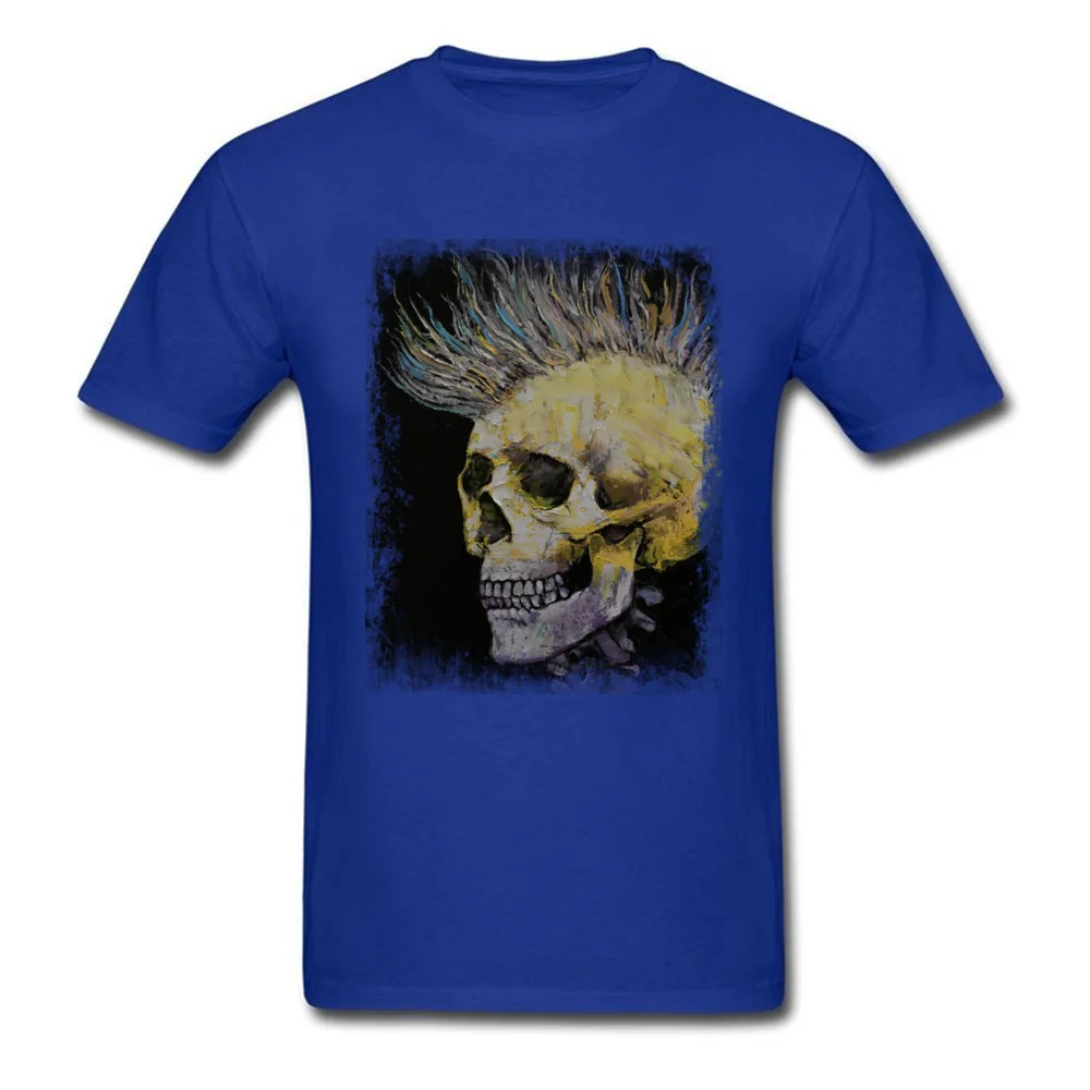 MOHAWK Tops Shirt New Arrival Round Neck Normal Short Sleeve 100% Cotton Men T-Shirt 3D Printed T Shirt Top Quality MOHAWK blue
