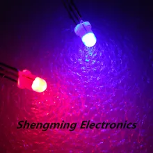 100 шт. 3 мм 3Pin рассеянный красный и синий свет общий анод светодиод