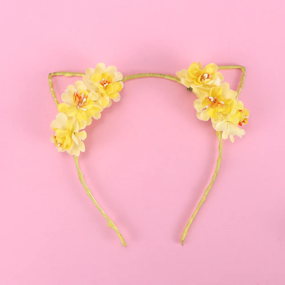 

Lovely Children Girls Party Headdress Cute Cat Ear Rabbit Ears Hair Hoop Simulation Rose Flower Kids Little Devil Cat Headband
