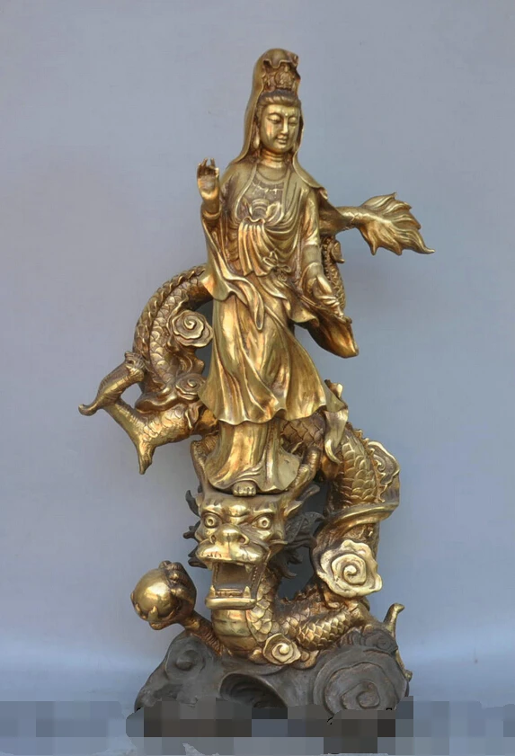 

xd 002240 25 China Buddhism Bronze Guanyin Bodhisattva Goddess Buddha Sculpture Statue