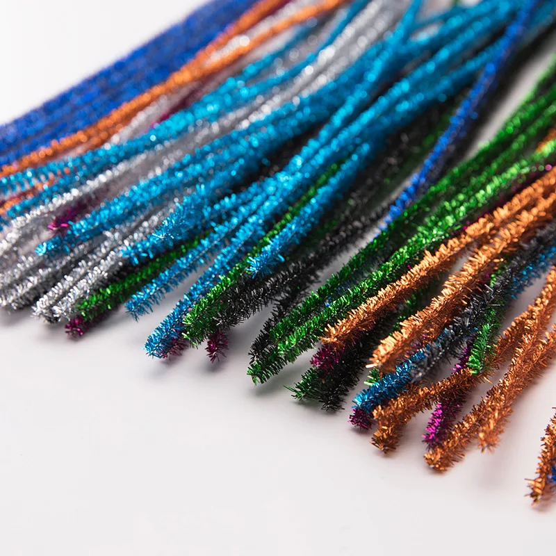 Buy 100pcs/lot 30cm Length Glitter Chenille Stems Pipe
