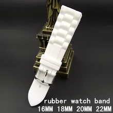 1 шт. Высокое качество 16 мм 18 мм 20 мм 22 мм резиновый ремешок для часов белого цвета ремешок для часов для женщин и мужчин ремешок для часов-WBR001