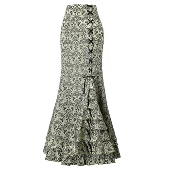 

New Fashion Womens Skirt Women Punk Style Retro Mermaid Vintage Long Bodycon Ruffle Fishtail Skirt 219