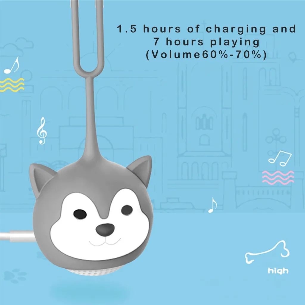 

Puppy Dog Shape Portable Bluetooth Speaker With Selfie Function Hangable Selfie function 7 hours playing Silicpne+ABS 2019 new
