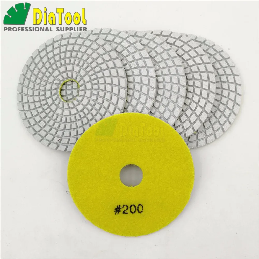 DIATOOL 6 шт. 4 "#200 алмазные гибкие влажной полировки для камня Керамика плитка белого Бонд камень шлифовальный диски Диаметр 100 мм