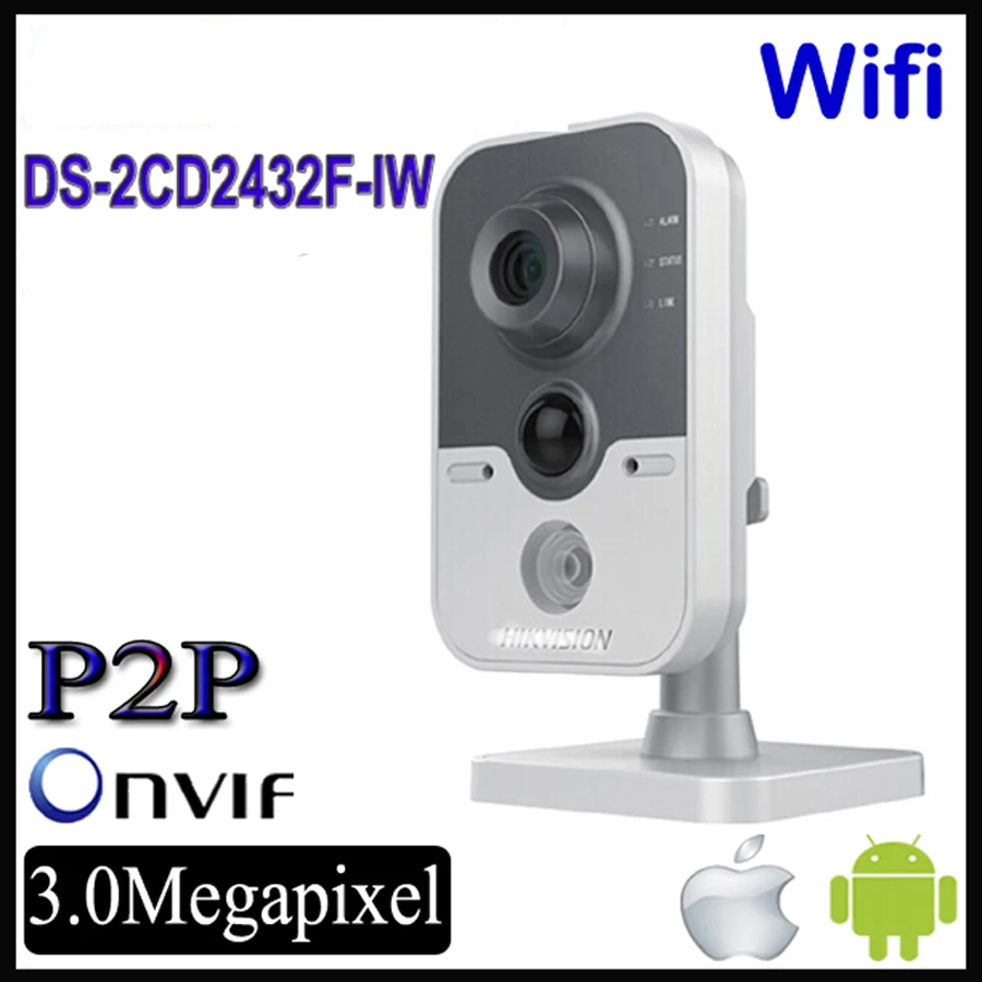 Original Hikvision Wifi IP Camera wireless DS-2CD2432F-IW CCTV 3MP Cube Mini Cameras IP POE Wifi Wireless Camera
