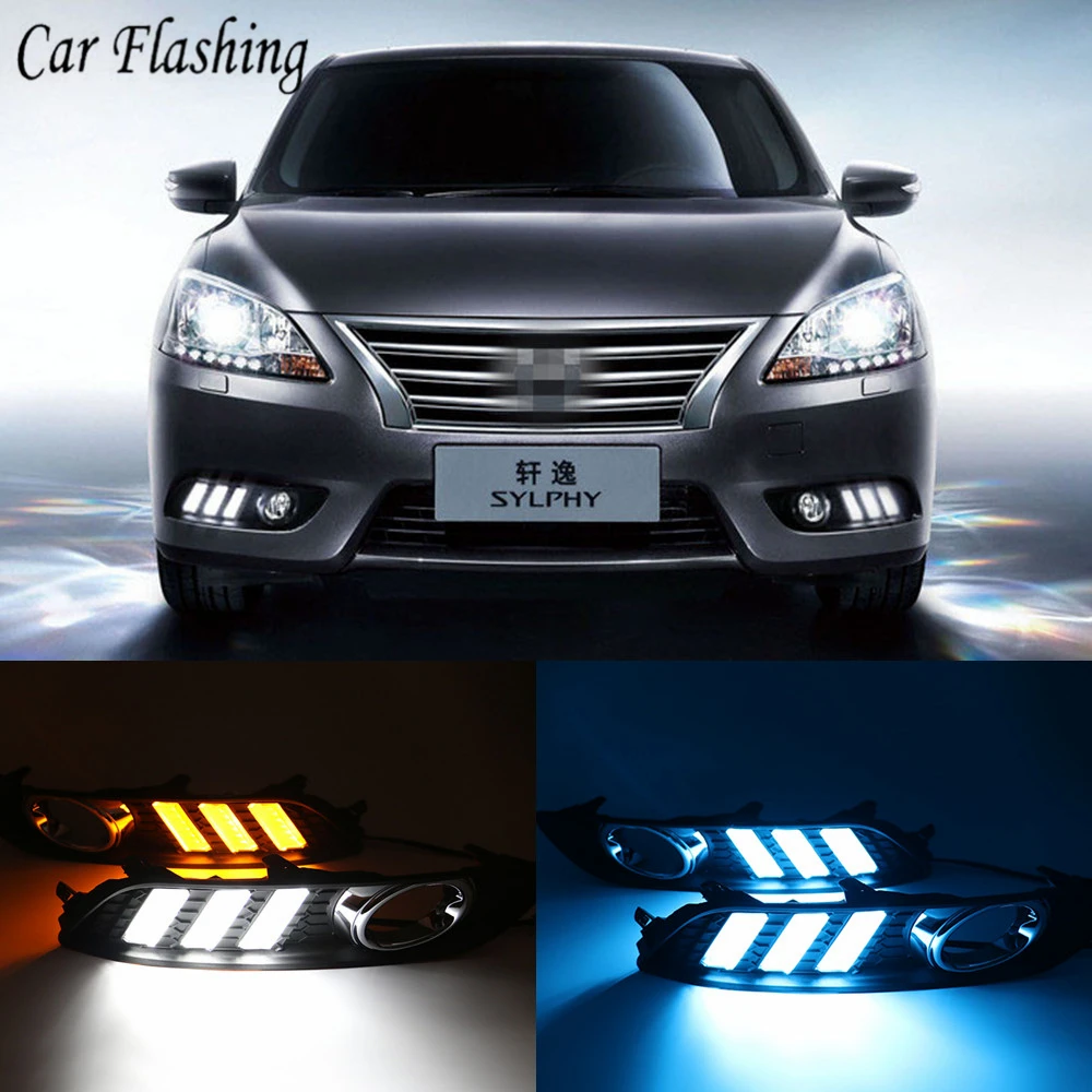 

Car Flashing 1 set For Nissan Sylphy sentra 2013 2014 2015 LED DRL Daytime Running Light Daylight Waterproof Signal lamp