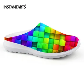 

INSTANTARTS Trend Men's Summer Mesh Sandals Light-weight Colorful Print Beach Water Slippers Male Fashion Breathable Flat Shoes