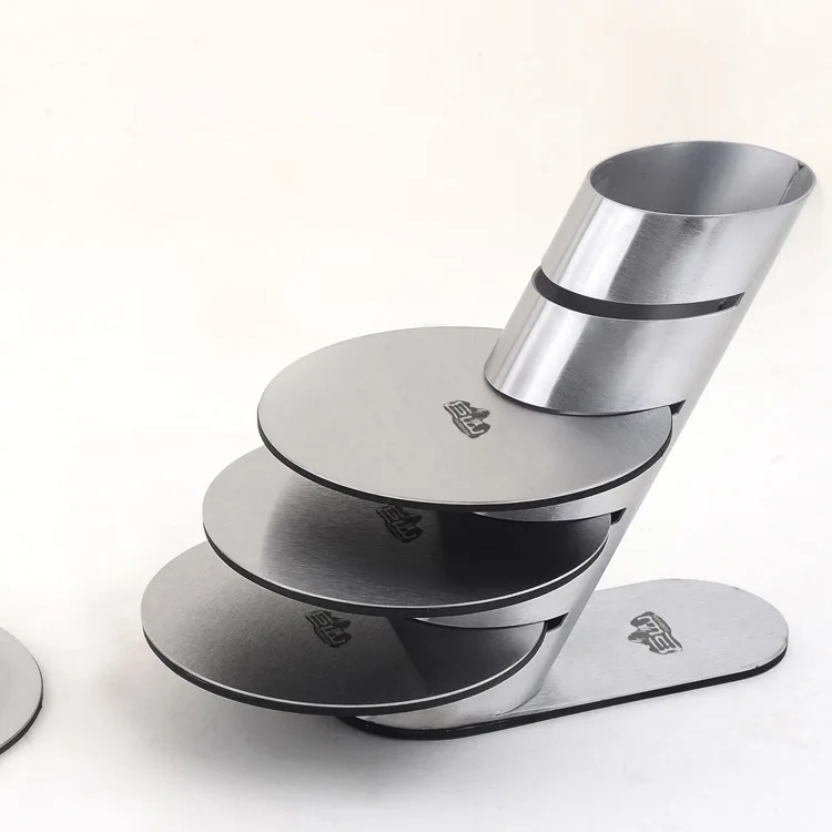 1set New Fashion Stainless Steel Wine Cup Mat wine Coaster Heat Insulation Tea Cup Pad Bar Tools Kitchen Tool KJ 3010