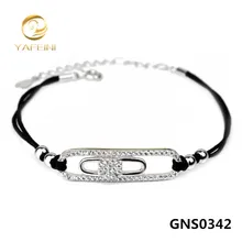 Venta al por mayor 1 unid plata de ley 925 pulsera de moda DIY joyería artesanal CZ pulsera con código negro de calidad superior GNS0342