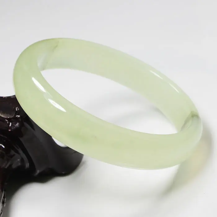 

A-293 Translucent Chinese Natural Green Nephrite Jade Gems Bracelet Bangle 79mm